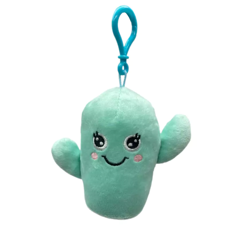 Schattige groene cactus pluche sleutelhanger