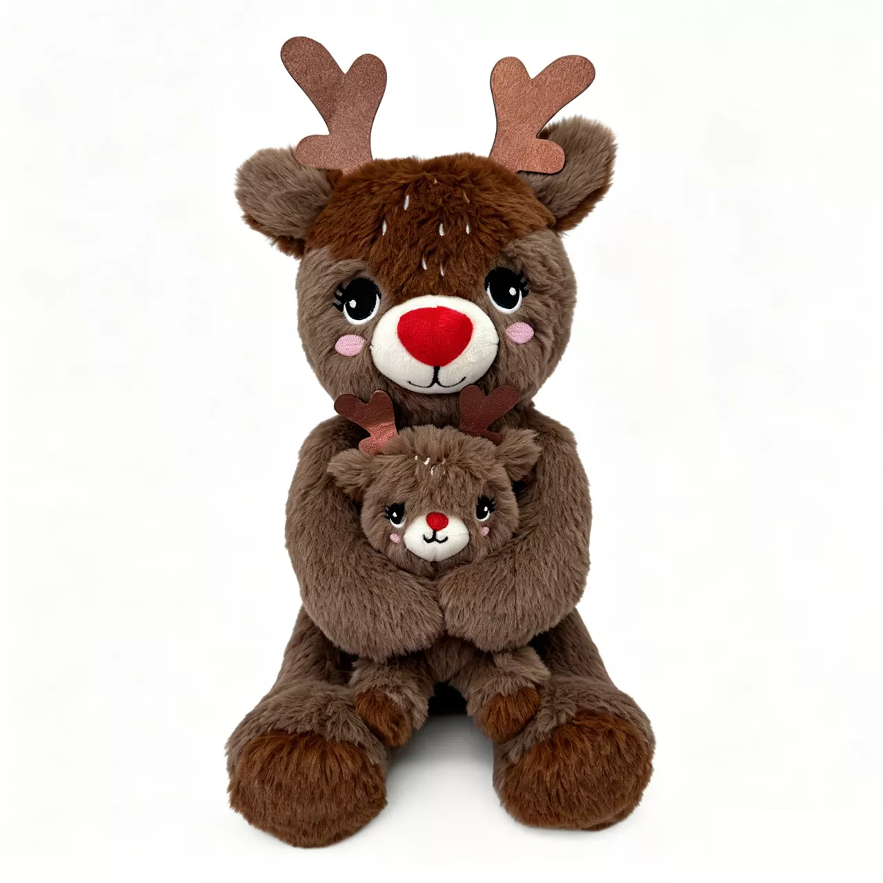 Rendierenmama met babykerstknuffel