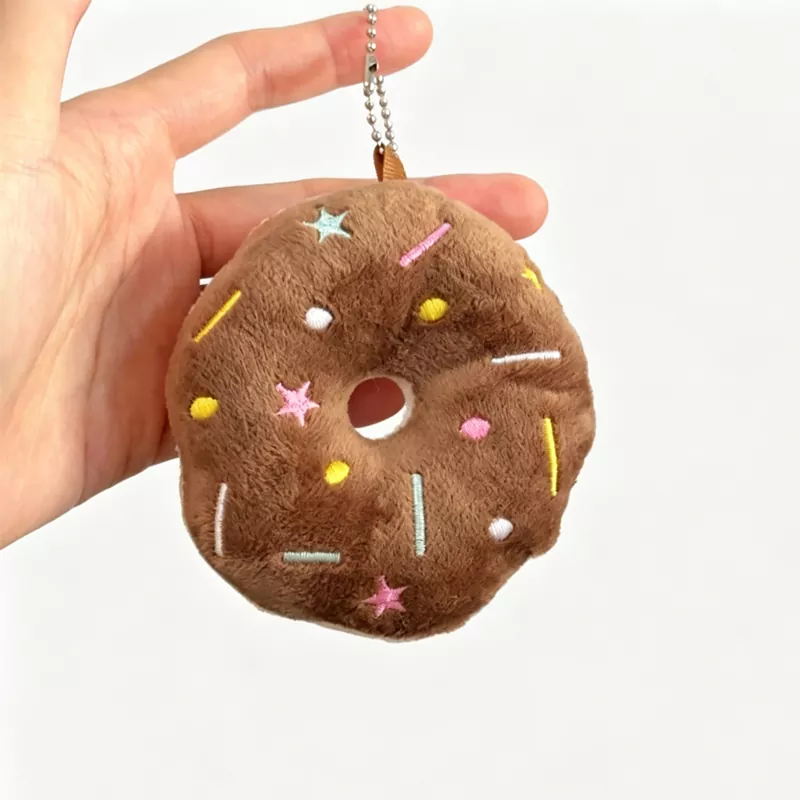 Zoete ronde donut pluche sleutelhanger